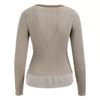 2 in 1 Ribbed Ruffle Hem Knitwear - Yellow