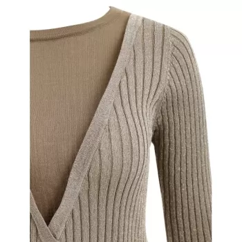 2 in 1 Ribbed Ruffle Hem Knitwear - Yellow