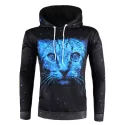 3D Animal Print Pullover Drawstring Hoodie - Dodger Blue