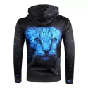 3D Animal Print Pullover Drawstring Hoodie - Dodger Blue