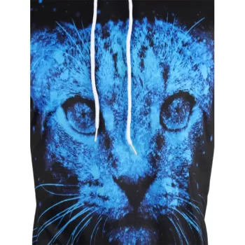 3D Animal Print Pullover Drawstring Hoodie - Dodger Blue