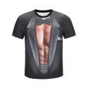 3D Faux Muscle uit Print hort leeve T-shirt - Dark late Grey