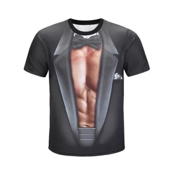 3D Faux Muscle uit Print hort leeve T-shirt - Dark late Grey