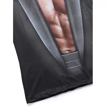 3D Faux Muscle uit Print hort leeve T-shirt - Dark late Grey