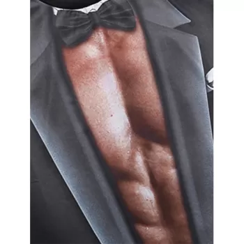 3D Faux Muscle uit Print hort leeve T-shirt - Dark late Grey