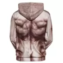 3D Muscle Print Pouch Pocket Funny Hoodie - Warm White