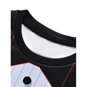 3D Printed Crew Neck Pullover Sweatshirt - Black