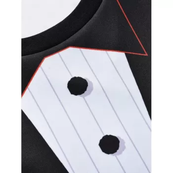 3D Printed Crew Neck Pullover Sweatshirt - Black