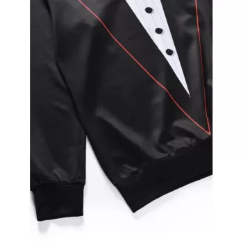 3D Printed Crew Neck Pullover Sweatshirt - Black