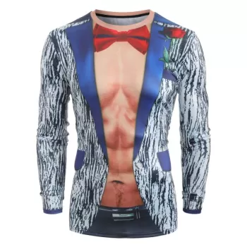 3D Rose Print Long leeve T-shirt - Multi-a