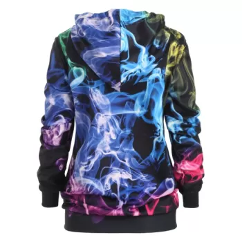 3D Smock Print Front Pocket Loose Hoodie -