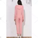 Active Emoji Printed Hooded Pullover Hoodie and Elastic Waist Pants Twinset For Women - Pink