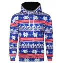 Allover nowflake Print Big Pocket Hoodie - Ocean Blue