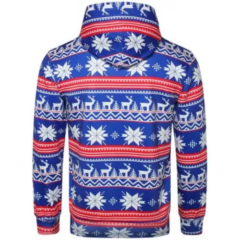 Allover nowflake Print Big Pocket Hoodie - Ocean Blue