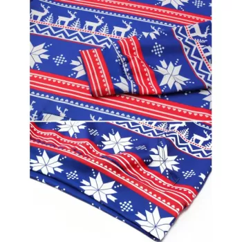 Allover nowflake Print Big Pocket Hoodie - Ocean Blue