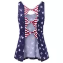 American Flag Backless Tank Top with Bowknot - Navy Blue