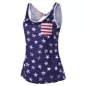 American Flag Backless Tank Top with Bowknot - Navy Blue