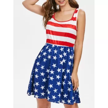 American Flag Mini Tank Dress - Blue