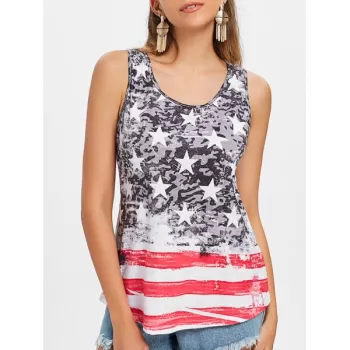 American Flag Pattern Tank Top - Multi-a