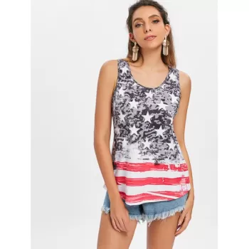 American Flag Pattern Tank Top - Multi-a
