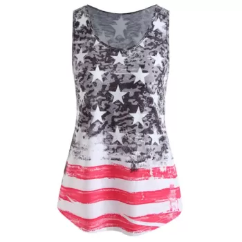 American Flag Pattern Tank Top - Multi-a