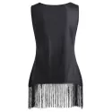 American Flag Tank Top with Fringe - Black