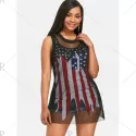 American Flag Two Piece Tops - Black