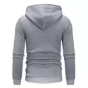 Angel Wings Print Zipper Drawstring Hoodie - Light Gray