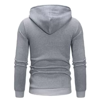 Angel Wings Print Zipper Drawstring Hoodie - Light Gray