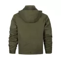 Applique Zipper Casual Hooded Jacket - Army Green