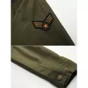 Applique Zipper Casual Hooded Jacket - Army Green