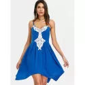 Asymmetric Color Block Cami Dress - Royal Blue