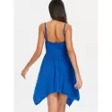 Asymmetric Color Block Cami Dress - Royal Blue