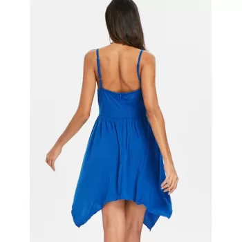 Asymmetric Color Block Cami Dress - Royal Blue