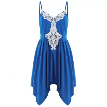 Asymmetric Color Block Cami Dress - Royal Blue