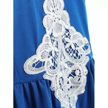 Asymmetric Color Block Cami Dress - Royal Blue