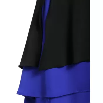 Asymmetric Faux eather Insert ayered Gothic Skirt - Black