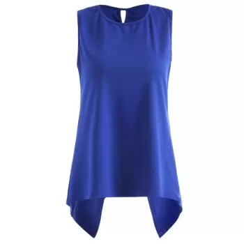 Asymmetric Overlap leeveless Top - Cobalt Blue