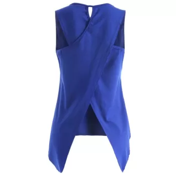 Asymmetric Overlap leeveless Top - Cobalt Blue