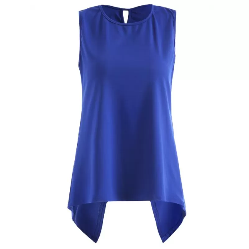 Asymmetric Overlap leeveless Top - Cobalt Blue