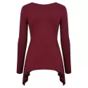 Asymmetrical Solid Long Sleeve T Shirt - Firebrick