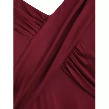 Asymmetrical Solid Long Sleeve T Shirt - Firebrick