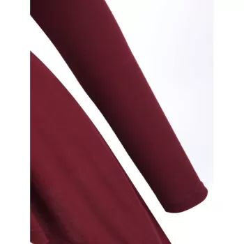 Asymmetrical Solid Long Sleeve T Shirt - Firebrick