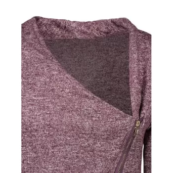 Asymmetrical Zippered Women's Sweatshirt - Dark Auburn