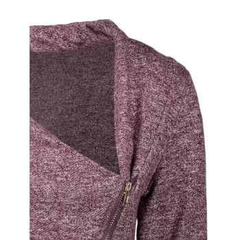 Asymmetrical Zippered Women's Sweatshirt - Dark Auburn