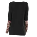 Autumn Rainbow Striped Fashion ong Sleeve T-Shirt - Black