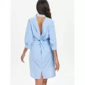 Back Twist High Low Dress - Denim Blue