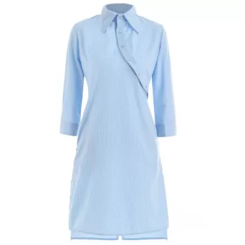 Back Twist High Low Dress - Denim Blue