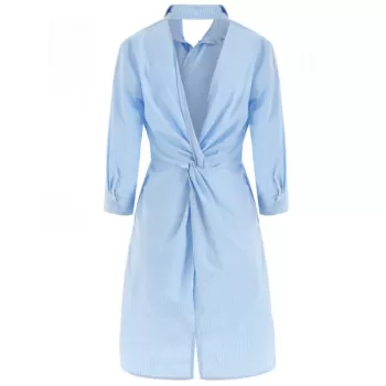 Back Twist High Low Dress - Denim Blue