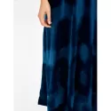 Backless Round Neck Velvet Party Tea Length Dress - Deep Blue One